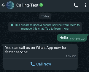 Interactive message with call button